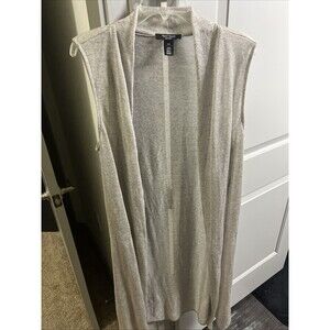 White House Black Market Women’s Silver Metallic Long Duster XS Holiday Party